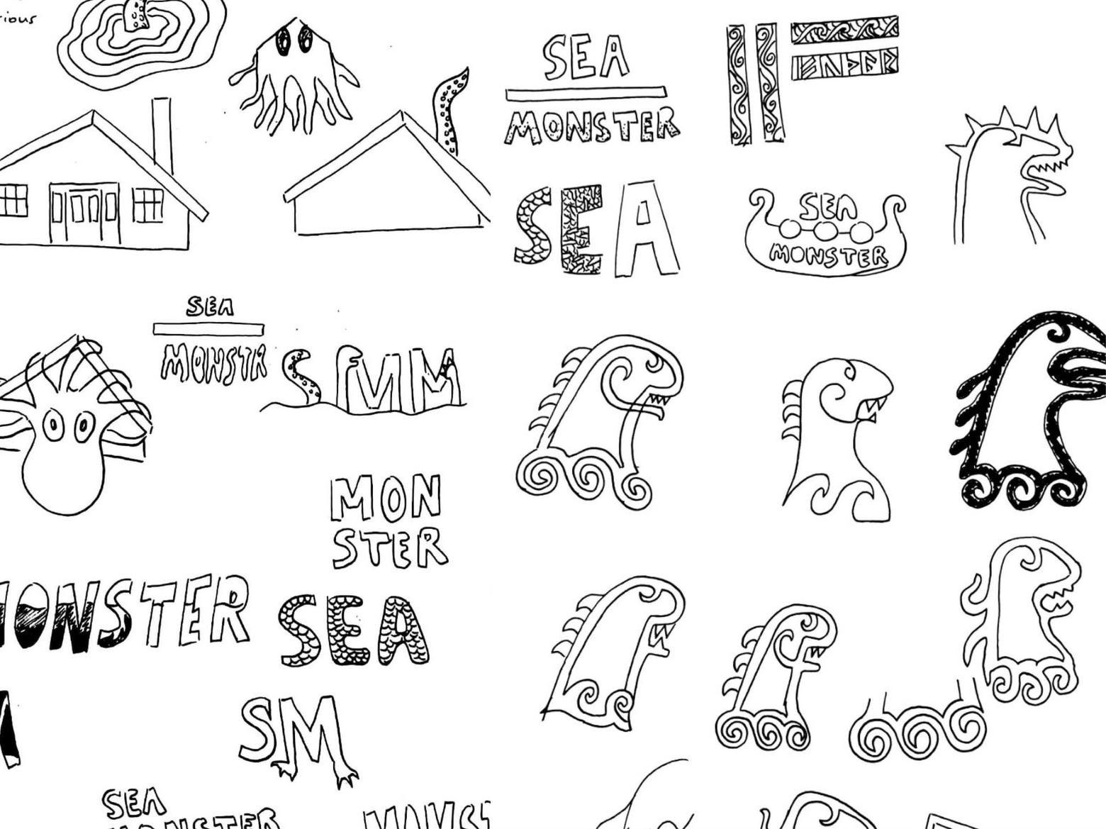 Sea Monster Museum process doodles